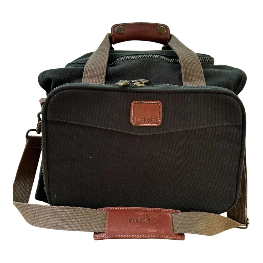 Vintage Dakota Dark Green Canvas & Brown Leather Messenger Bag